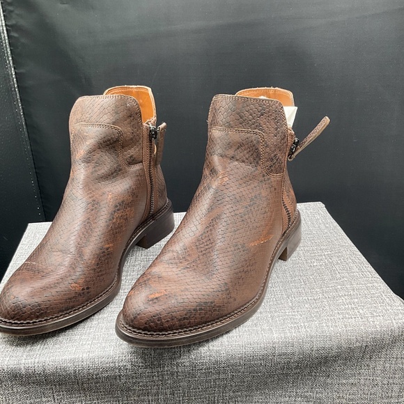 Franco Sarto Halford Ankle Booties Brown NIB Boots Zip 8.5 - Picture 4 of 5